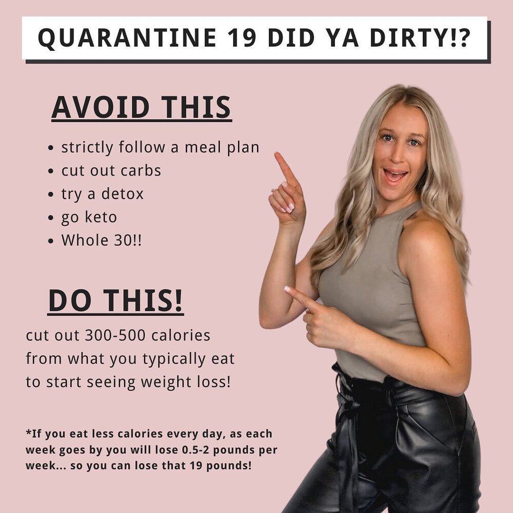 Did you gain weight during the quarantine?❤️
.
Just got off a call with a past client👯&zwj;♀️ who worked with me during the pandemic! It's so inspiring to me she was able to really focus on her health, overcoming binge eating🙏🏻 and shedding fat on her body during such a stressful time... talk about being a strong and dedicated fit babe!🔥
.
At the same time, I'm also thinking about the babes out there that this time was really freaking tough for💔 I mean let's be honest, there were so many highs and lows the past couple of months!🥺
.
One babe stood out to me in particular in my DMs💌 I had a post about quarantine 15 and she literally was like &quot;NAH I gained the quarantine 19😩 ugh help!!&quot; Well, if that's you... it's okay! This was a tough time but if you want to come out of this and enter 2021 your healthiest, hottest and most confident self💃🏼 now's the time to put in the WORK👊🏼
.
Instead of quick fixes like meal plans, cutting out food groups🙅🏼&zwj;♀️ (totally unnecessary by the way) or doing one of the common diets you see on the internet... remember the ONLY scientifically proven🔬 way to lose weight is eating less than what you burn🔥
.
If you're ready to lose the weight you've gained in quarantine and become your sexiest self😍 my new program will show you how to eat the right calories🤳🏼 so you can shed body fat and start losing weight each week!🎉
.
👆🏼Link in bio to join the program launching BLACK FRIDAY!
.
.
#quarantine15 #thanksgiving2020 #caloriecountingdiet #caloriedeficitdiet #countingcalories #caloriecontrolled #calorietracking #calorieburn #weeklyweightloss #caloriescounting #thesororitynutritionist #deltazeta #caloriesmatter